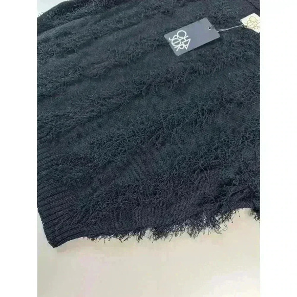 Chaser Women’s Feather Fringe Knit Sweater Size Medium Black NWT Whimsical Goth - Picture 3 of 9